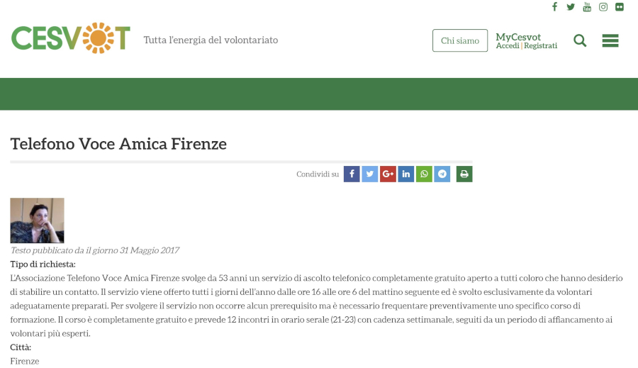 Annuncio su portale CESVOT del 31 maggio 2017