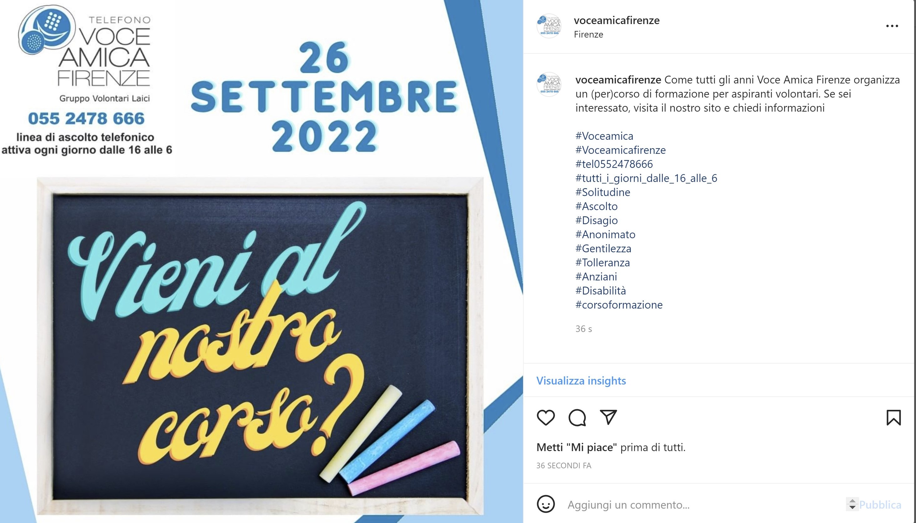 Post Instagram corso neo 2022